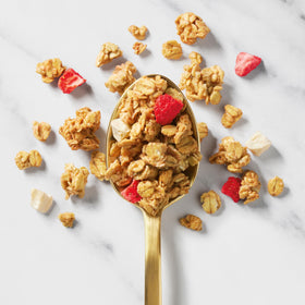Close-up of Bare Granola Cereal with real fruit pieces and oats