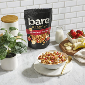 Bare Granola Cereal Strawberry Banana bag display vibrant flavor