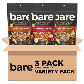 Bare Granola Cereal Variety Pack front view showing three bags for breakfast options