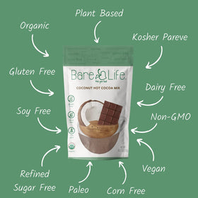 Bare Life Coconut Hot Cocoa powder close-up with rich texture