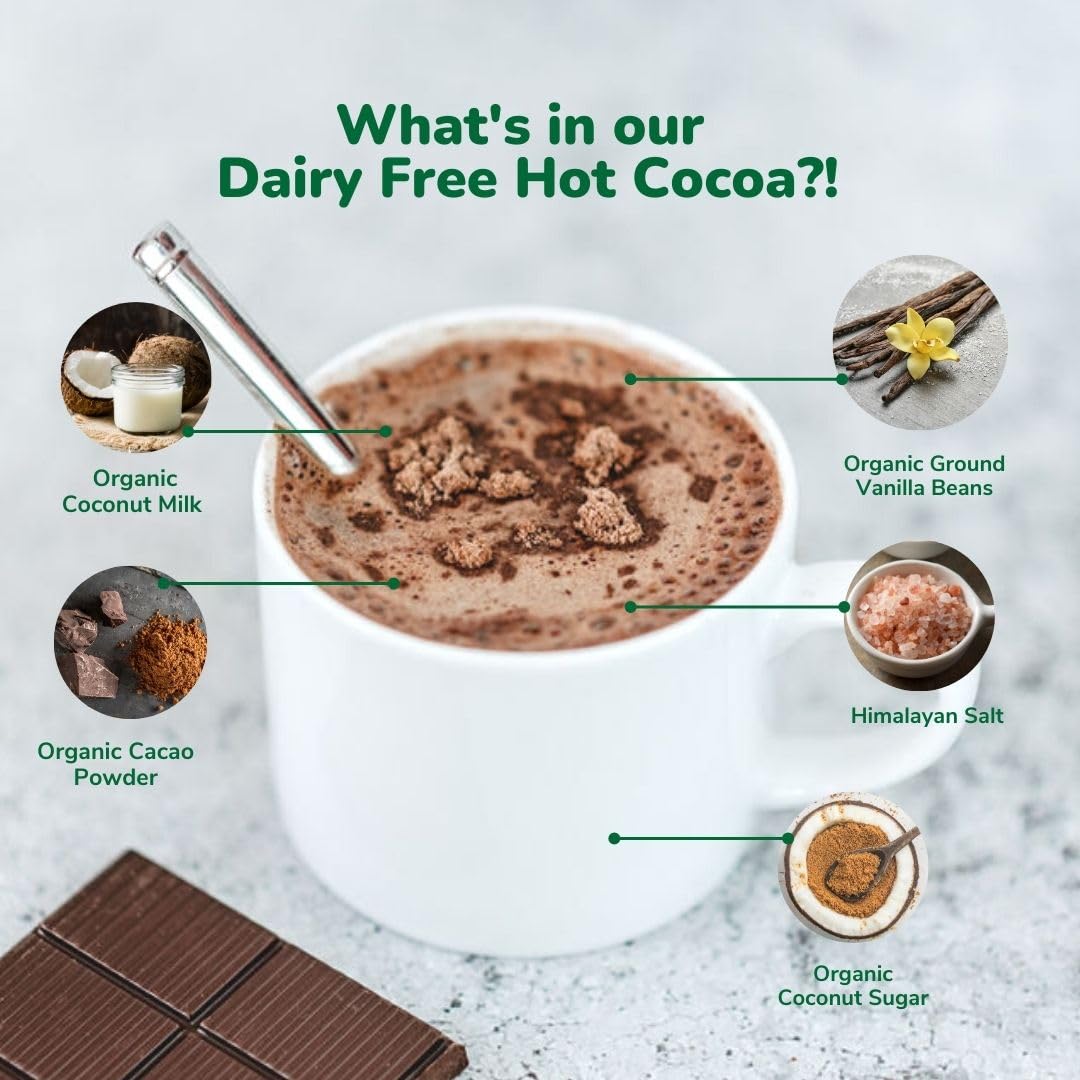 Bare Life cocoa mug pour demonstrates easy, dairy-free preparation.