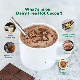 Bare Life cocoa mug pour demonstrates easy, dairy-free preparation.