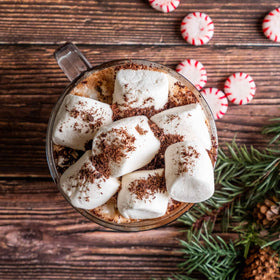 Bare Life peppermint oil powder dusts the surface for peppermint flavor.