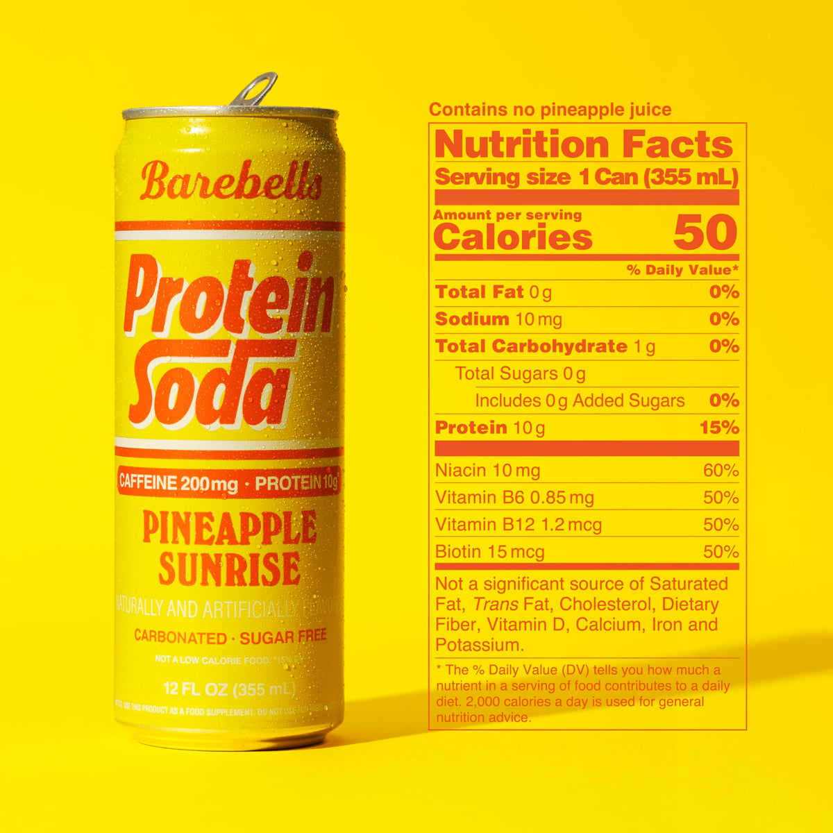Barebells Protein Soda Pineapple Sunrise pour with vibrant aroma for a quick pick-me-up.