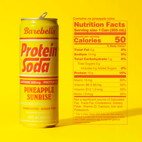 Barebells Protein Soda Pineapple Sunrise pour with vibrant aroma for a quick pick-me-up.