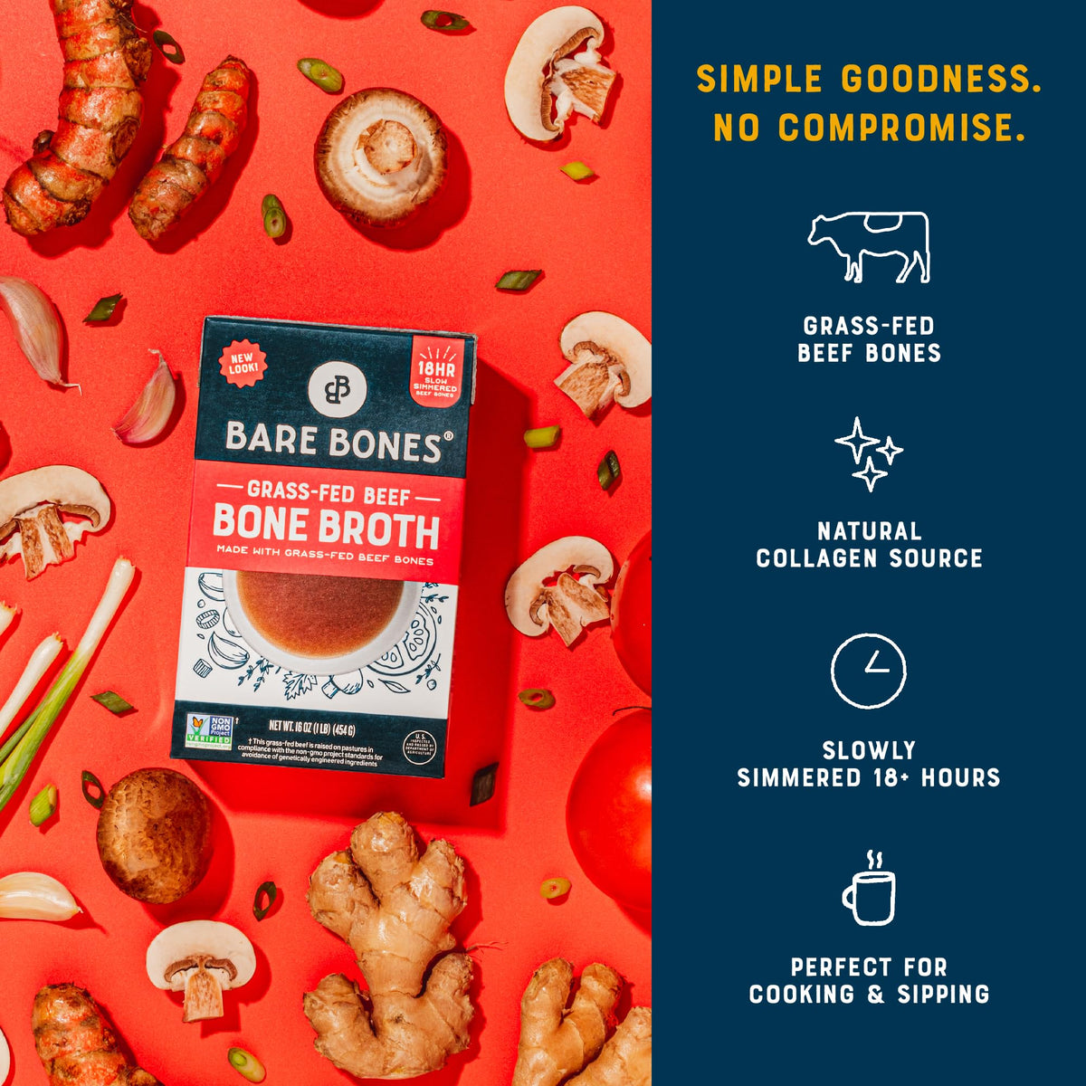 Bare Bones broth ready to sip in a cup offering convenient low-carb hydration