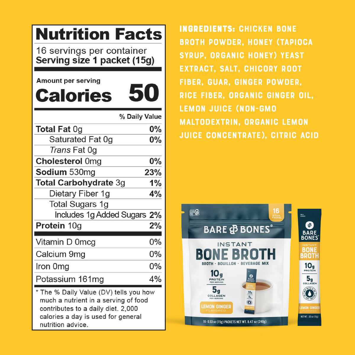 Bare Bones On-The-Go Bone Broth Pack – grab-and-go hydration with premium flavor.