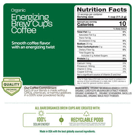 BareOrganics Energy probiotic-infused coffee label, combines wellness with taste.