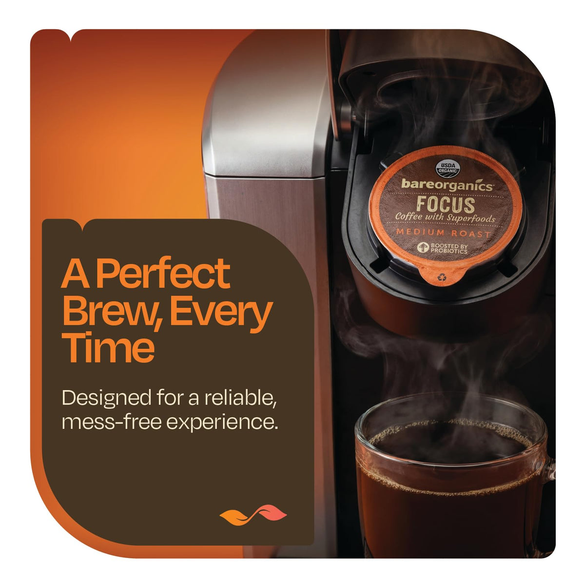 BareOrganics Focus Coffee cinnamon swirls evoke flavorful warmth and aroma.