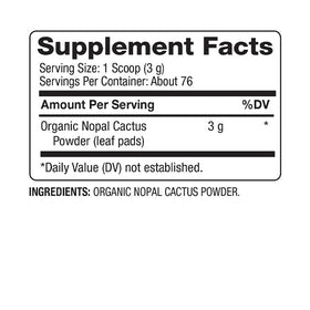 BareOrganics Nopal Cactus Powder spoon highlights versatile use for energy and digestion.