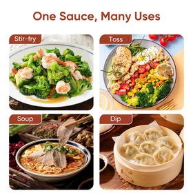 BareTable sauce in marinade bowl, enhances plant-based proteins.