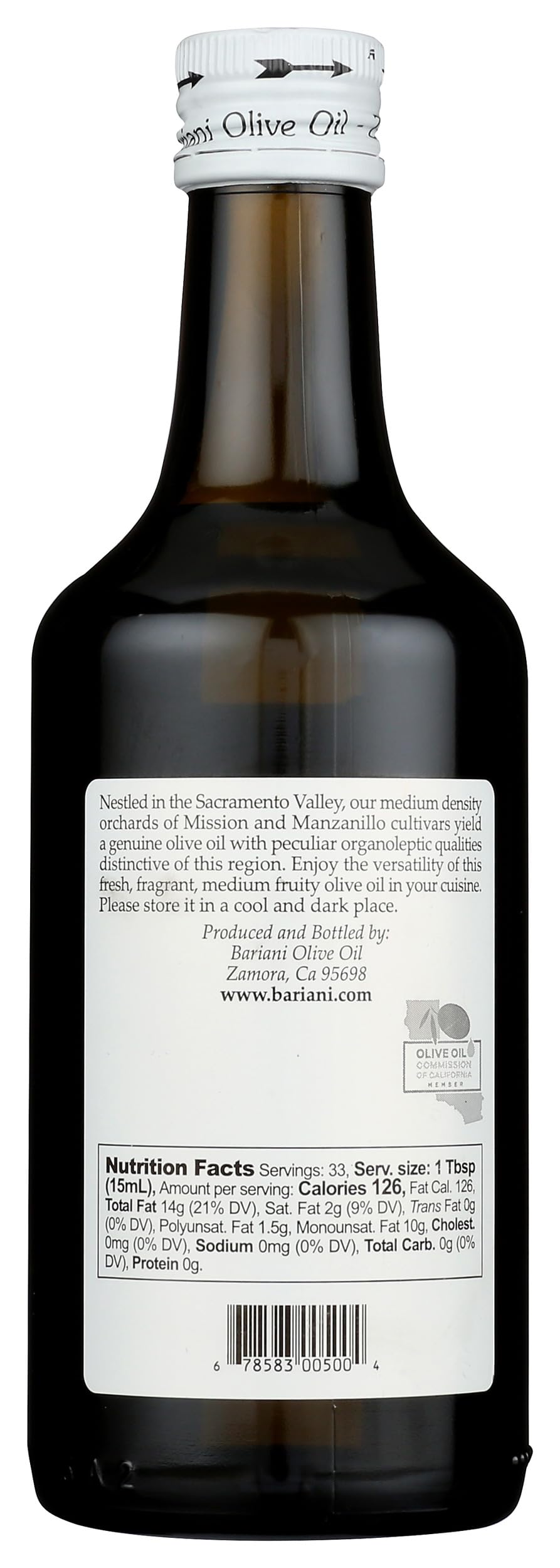 Bariani estate-grown olive oil closeup, rich flavor for dressings