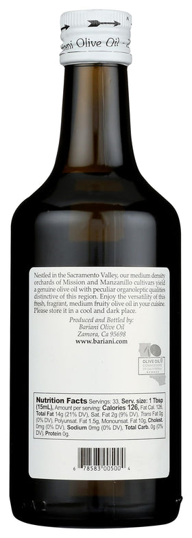Bariani estate-grown olive oil closeup, rich flavor for dressings