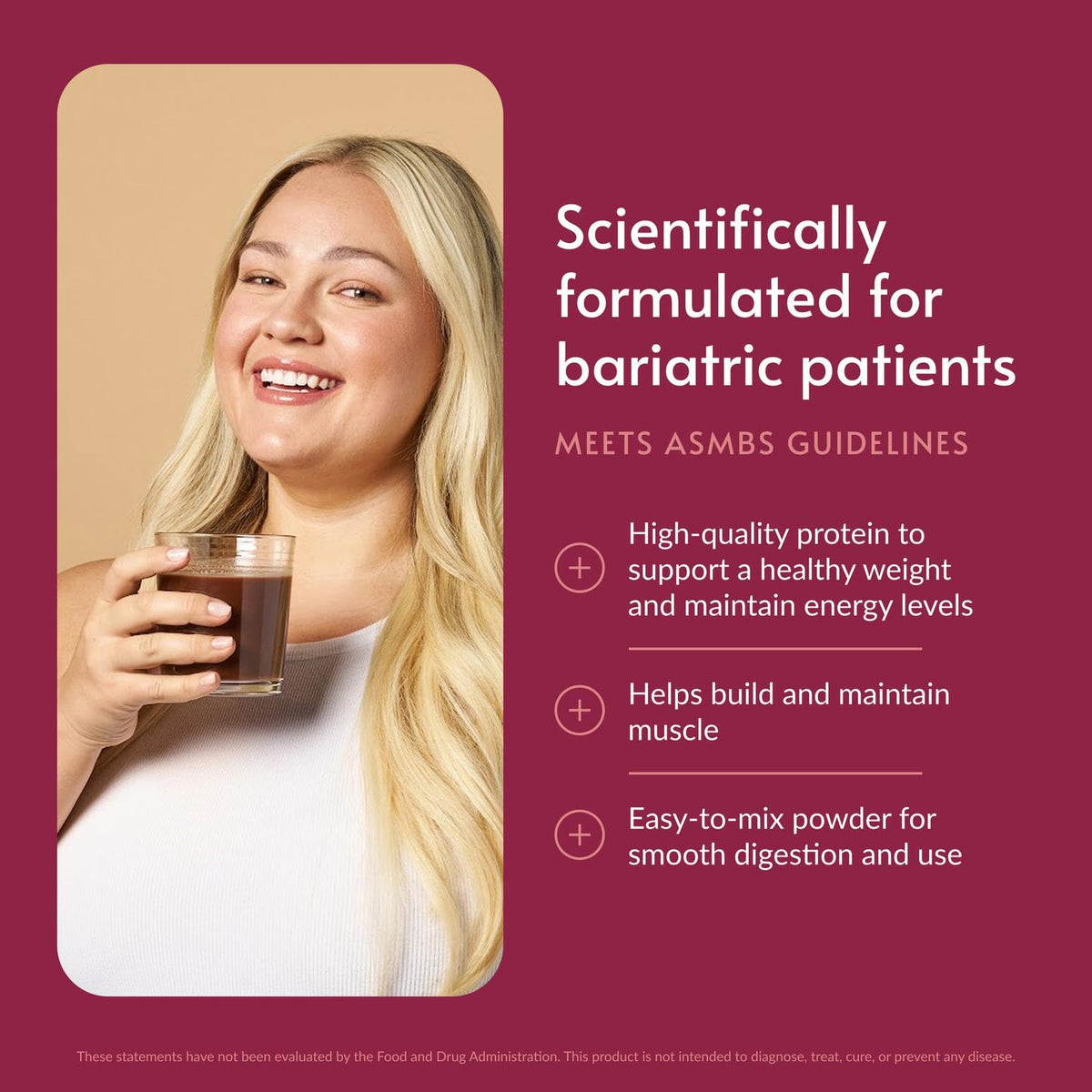 Bariatric Advantage chocolate protein scoop highlighting high protein whey isolate support