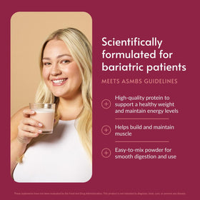 Scoop of Bariatric Advantage strawberry powder for precise protein portions
