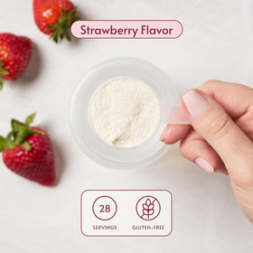 Prepared Bariatric Advantage strawberry shake in glass for convenient nutrition