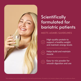 Bariatric Advantage whey isolate 27g label highlighting high-quality protein support.