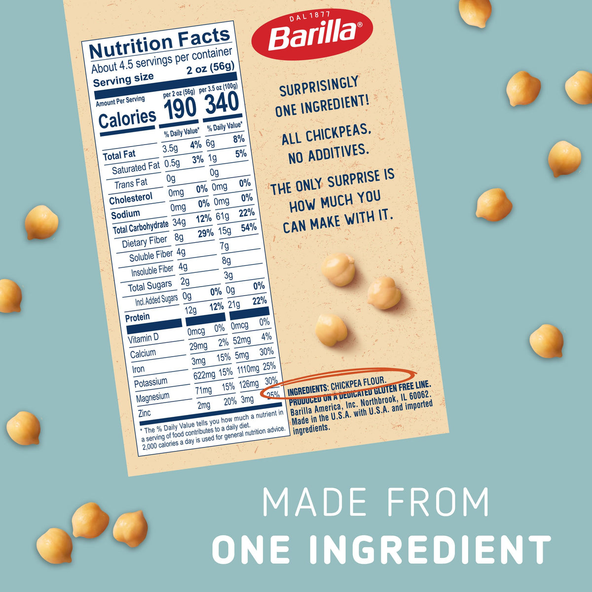 Barilla Chickpea Penne Pasta al dente texture holds sauces nicely.