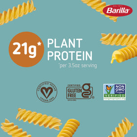 Barilla Chickpea Rotini with knife and fork, appealing for family meals.
