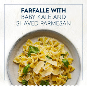 Barilla Farfalle box back highlights non-GMO and Kosher certifications.