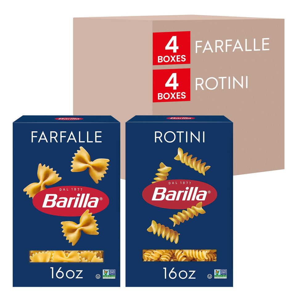 Barilla farfalle butterfly pasta ready to pair with light tomato sauce.