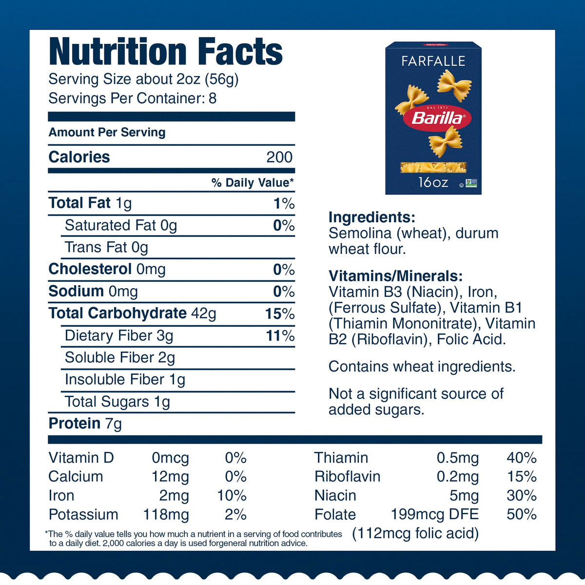 Barilla Farfalle cooking time icon indicating 11-12 minutes.