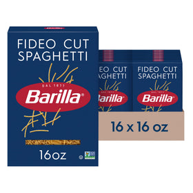 Barilla Fideo Cut Spaghetti box, 16 oz, convenient multi-pack for family meals.