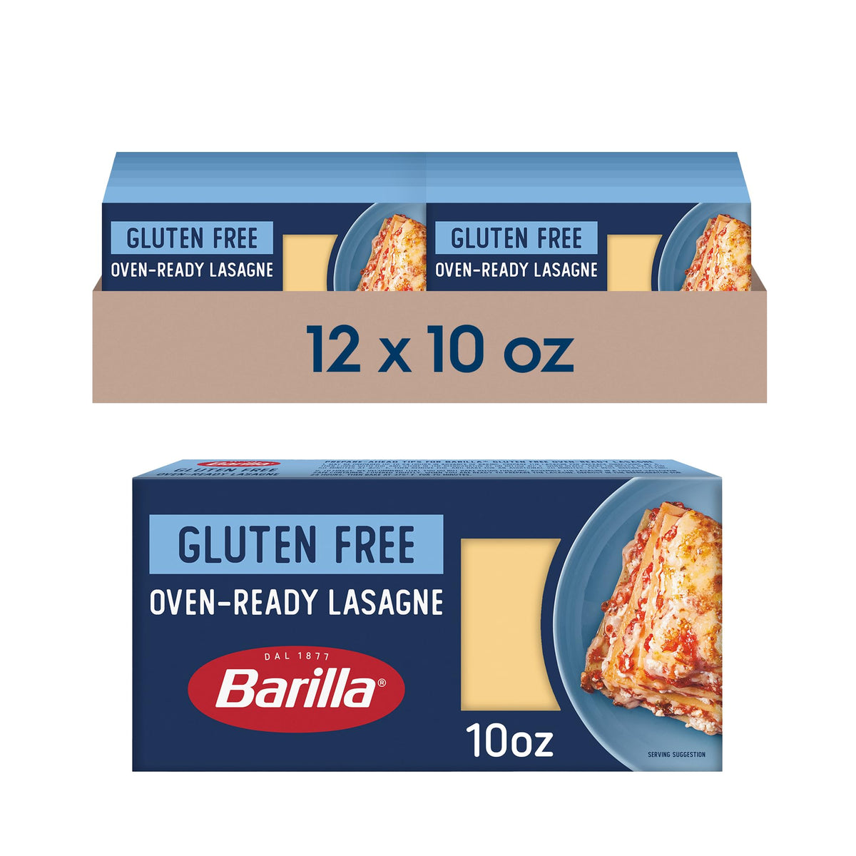 Barilla gluten-free oven-ready lasagne packaging showing convenient, no-boil option for weeknight meals