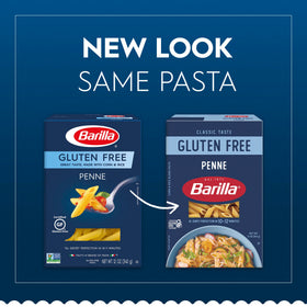 Barilla gluten-free penne cooking on stove for quick meals.