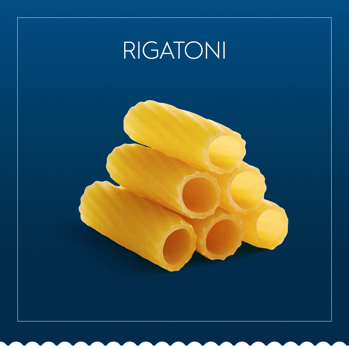 Barilla Rigatoni with kosher certification label on packaging.