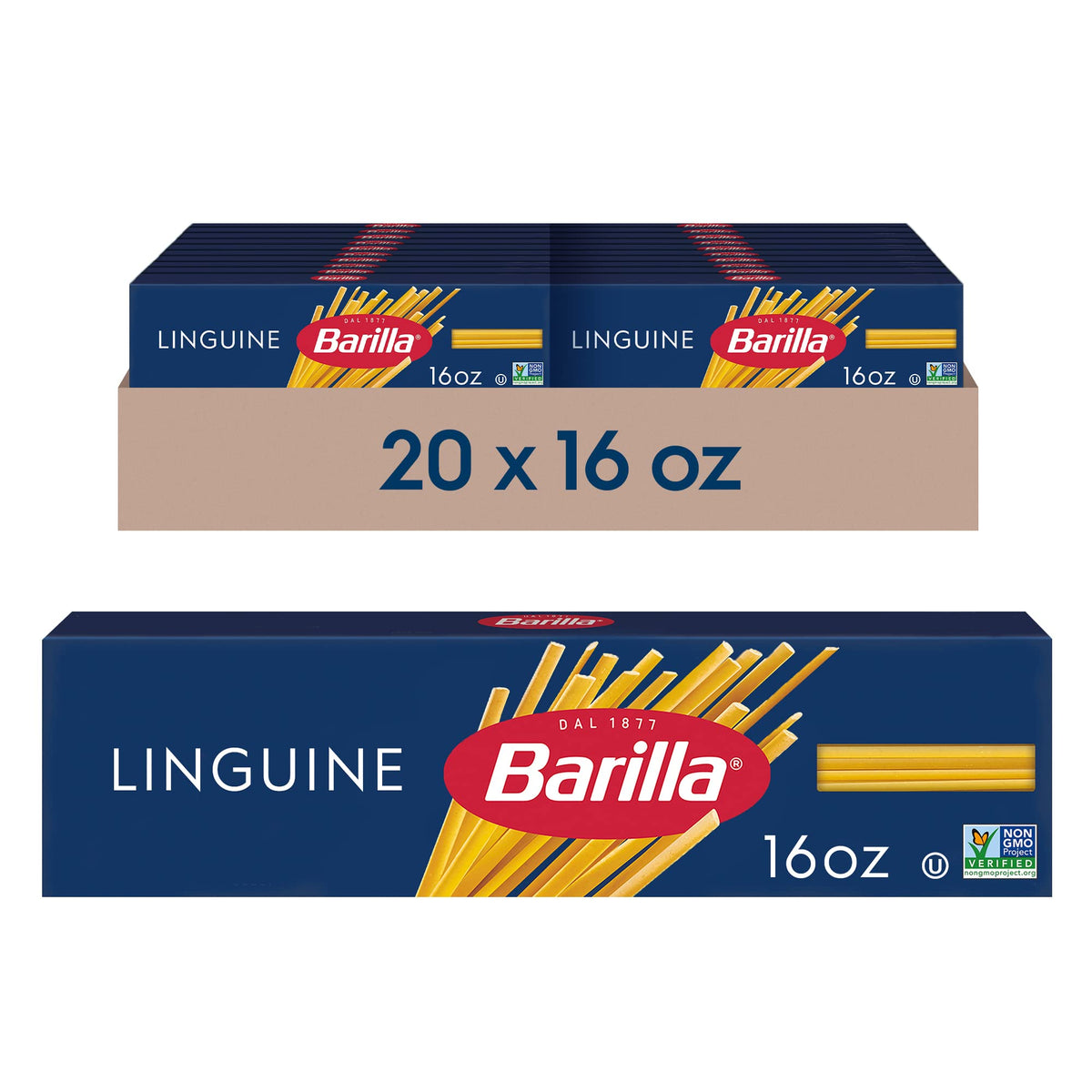 Barilla linguine box 20 highlights a convenient multi-pack for family meals.