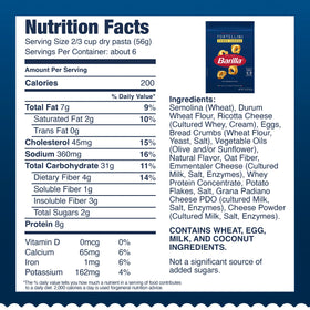 Non-GMO ingredients label on Barilla packaging.