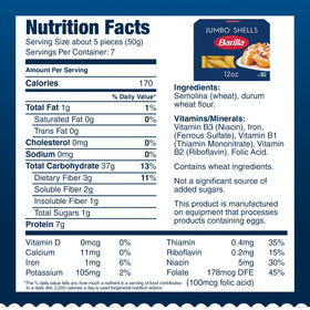 Barilla Non-GMO and Kosher certifications label on pasta packaging.