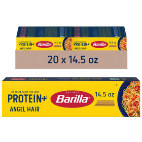 Barilla Protein+ angel hair pasta in a box, ideal for quick weeknight meals