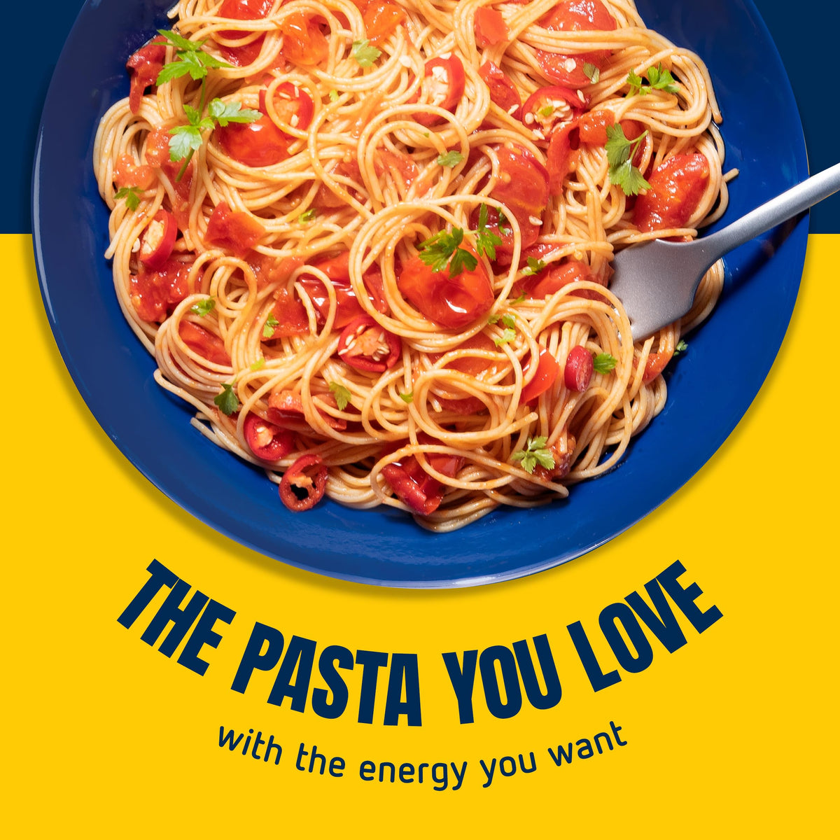 Barilla Protein+ kitchen scene with ready-to-cook angel hair pasta