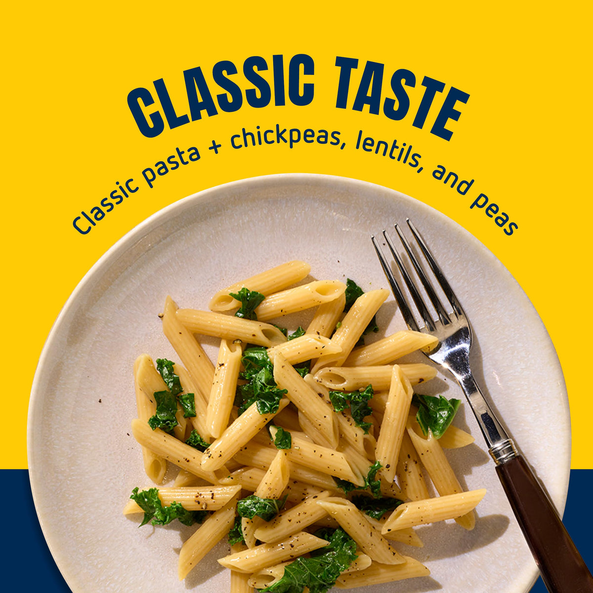 Barilla Protein+ Penne dry pasta in box for easy cooking.