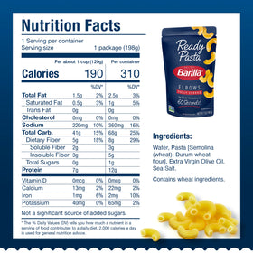 Barilla Ready Pasta Elbows non-GMO label and certification on packaging.
