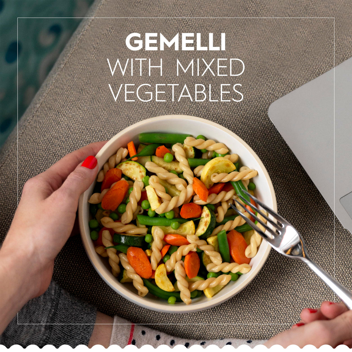 Barilla Ready Pasta Gemelli microwaved in 60 seconds for dinner