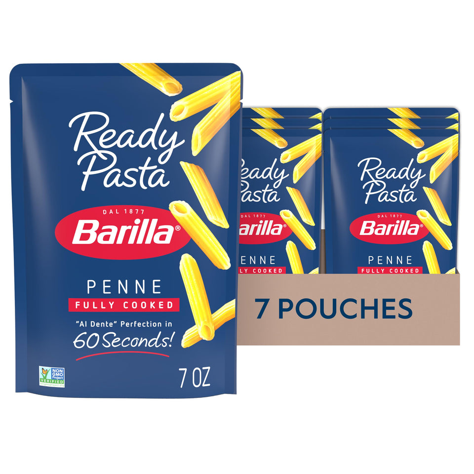 Barilla Ready Pasta Penne pouch ready in 60 seconds for quick weeknight dinners.