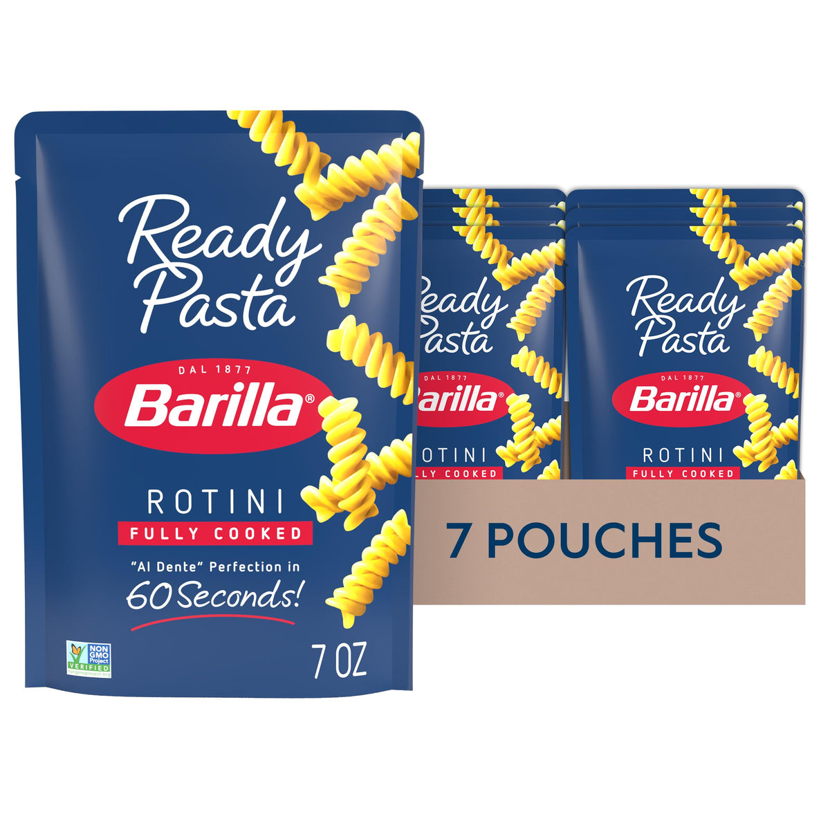 Barilla Ready Pasta Rotini pouch enables 60-second microwavable dinners.