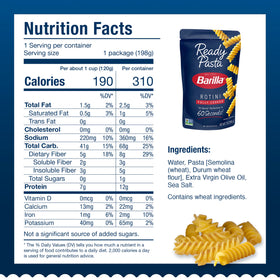 Barilla Ready Pasta Rotini served with sauce for quick meals.
