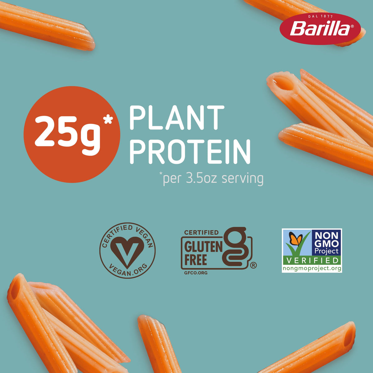 Barilla Red Lentil Penne served with sauce, showcasing versatility