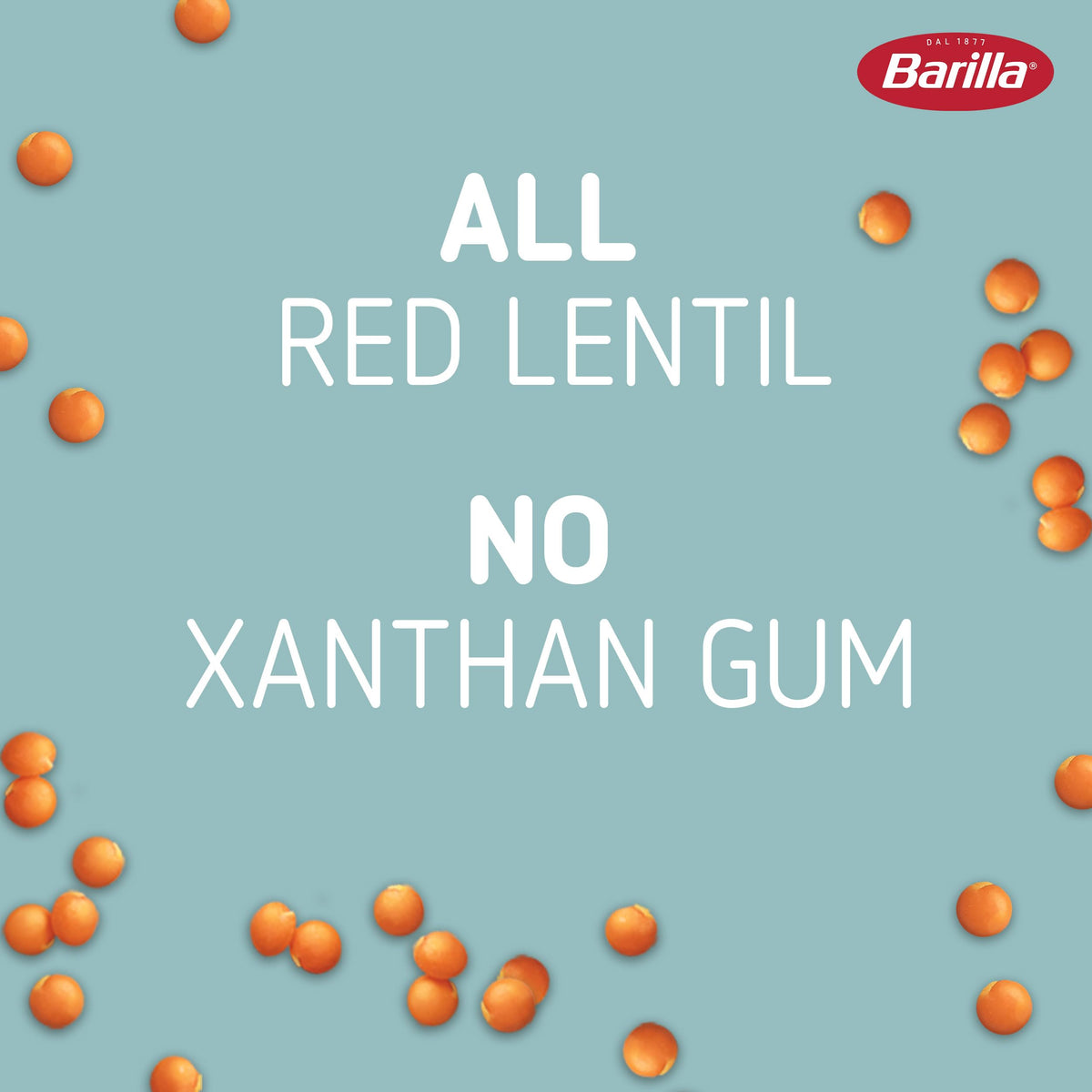 Barilla Red Lentil Penne served with sauce, highlighting protein and fiber