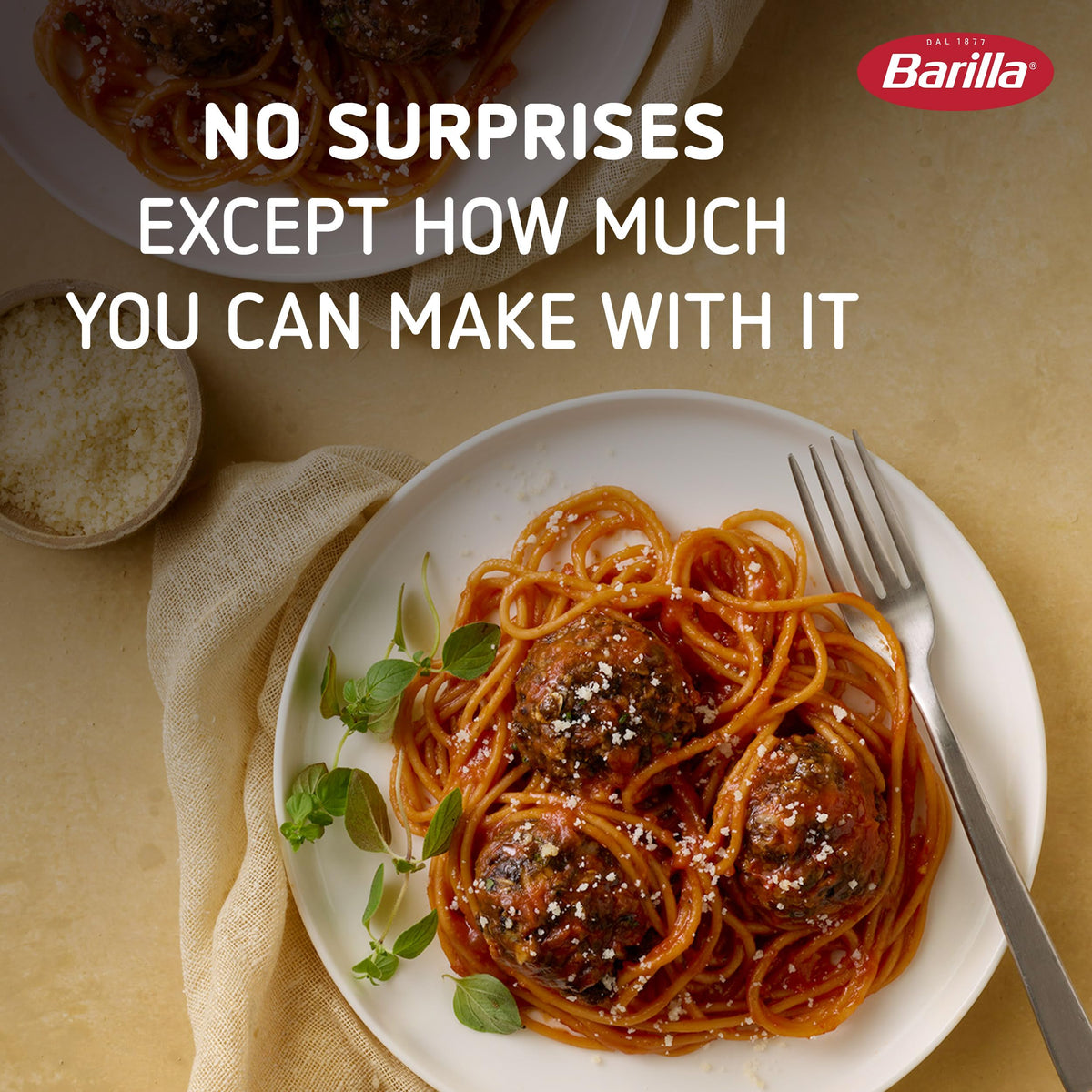 Barilla Red Lentil Spaghetti plated, illustrating al dente texture with sauce