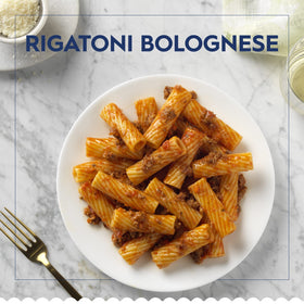Barilla Rigatoni close-up with ridges that capture more sauce per bite.