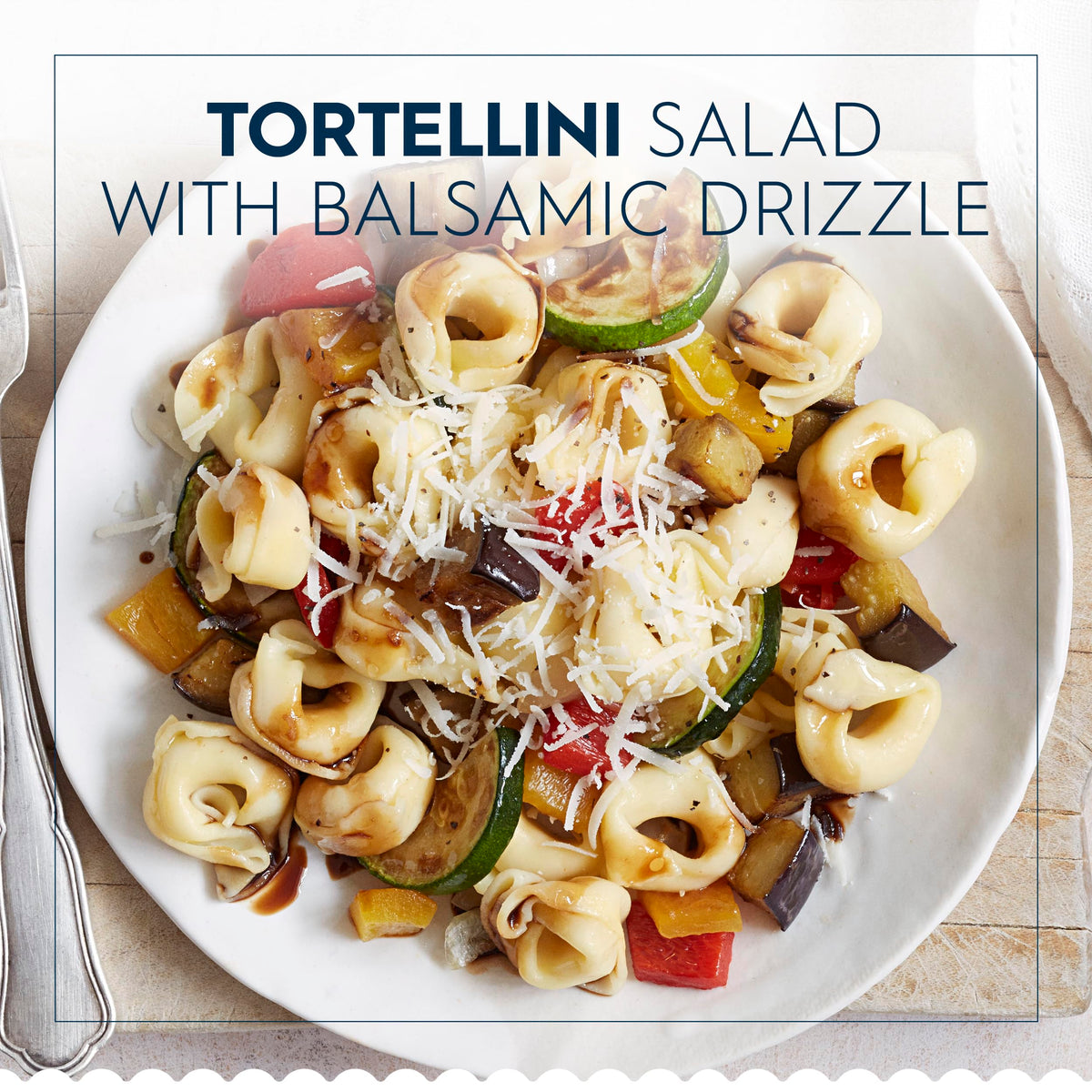 Close-up of creamy cheese-filled tortellini center.