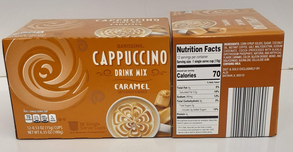 Barissimo Caramel Cappuccino pods cup pour shows quick indulgence in seconds.