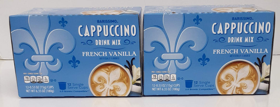 Barissimo French Vanilla Cappuccino Cocoa Pods 2-Pack ready-to-brew for creamy vanilla cappuccino at home