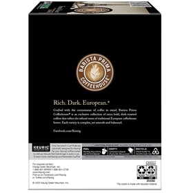Barista Prima French Roast packaging label emphasizes premium European cafe-inspired quality.