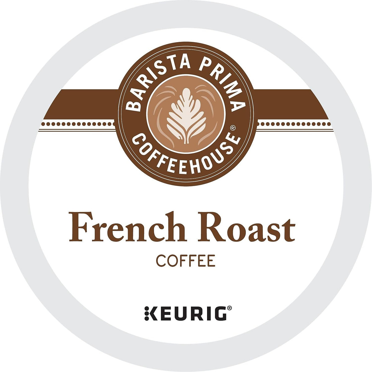 Barista Prima French Roast pod closeup highlighting bold aroma and rich body.